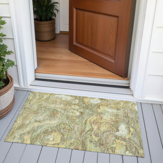 Piper Looms Chantille Abstract ACN2017 Gold Machine Washable Area Rug Scatter Outdoor Lifestyle Image Feature