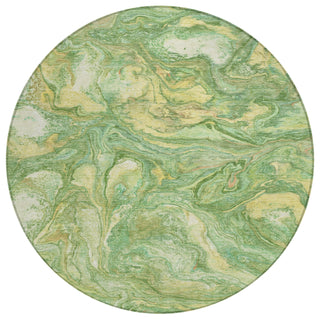 Piper Looms Chantille Abstract ACN2017 Green Machine Washable Area Rug Round Main Image