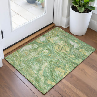Piper Looms Chantille Abstract ACN2017 Green Machine Washable Area Rug Scatter Lifestyle Image Feature