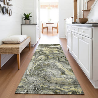 Piper Looms Chantille Abstract ACN2017 Pewter Machine Washable Area Rug Runner Lifestyle Image Feature