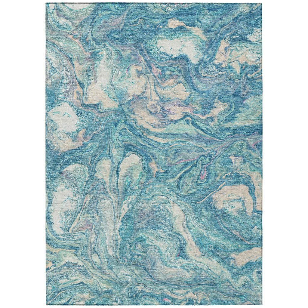 Piper Looms Chantille Abstract ACN2017 Teal Machine Washable Area Rug main image