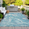 Piper Looms Chantille Abstract ACN2017 Teal Machine Washable Area Rug Outdoor Lifestyle Image Feature