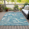 Piper Looms Chantille Abstract ACN2017 Teal Machine Washable Area Rug Outdoor Lifestyle Image Feature