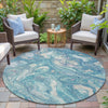 Piper Looms Chantille Abstract ACN2017 Teal Machine Washable Area Rug Round Outdoor Lifestyle Image Feature
