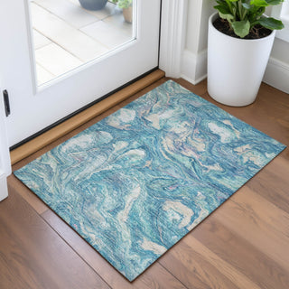Piper Looms Chantille Abstract ACN2017 Teal Machine Washable Area Rug Scatter Lifestyle Image Feature
