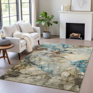 Piper Looms Chantille Abstract ACN2018 Brown Machine Washable Area Rug Lifestyle Image Feature