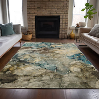 Piper Looms Chantille Abstract ACN2018 Brown Machine Washable Area Rug Lifestyle Image Feature