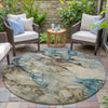 Piper Looms Chantille Abstract ACN2018 Brown Machine Washable Area Rug Round Outdoor Lifestyle Image Feature