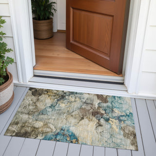 Piper Looms Chantille Abstract ACN2018 Brown Machine Washable Area Rug Scatter Outdoor Lifestyle Image Feature