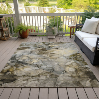 Piper Looms Chantille Abstract ACN2018 Pewter Machine Washable Area Rug Outdoor Lifestyle Image Feature