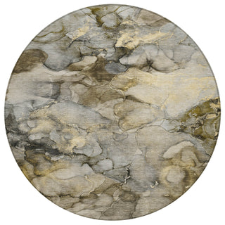 Piper Looms Chantille Abstract ACN2018 Pewter Machine Washable Area Rug Round Main Image