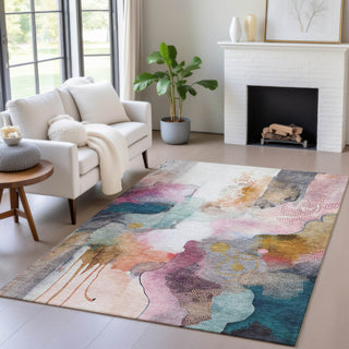Piper Looms Chantille Abstract ACN2019 Blush Machine Washable Area Rug Lifestyle Image Feature