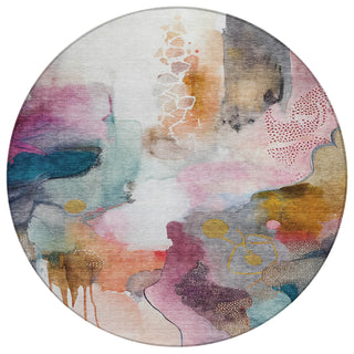 Piper Looms Chantille Abstract ACN2019 Blush Machine Washable Area Rug Round Main Image
