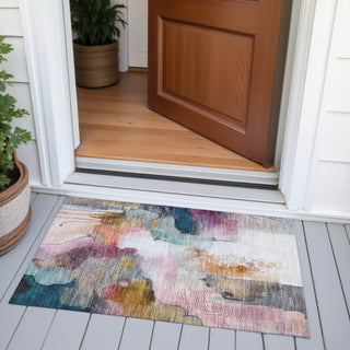 Piper Looms Chantille Abstract ACN2019 Blush Machine Washable Area Rug Scatter Outdoor Lifestyle Image Feature