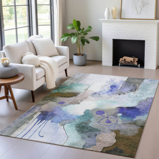 Piper Looms Chantille Abstract ACN2019 Brown Machine Washable Area Rug Lifestyle Image Feature