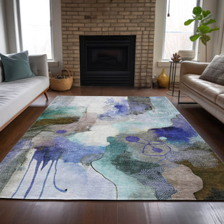 Piper Looms Chantille Abstract ACN2019 Brown Machine Washable Area Rug Lifestyle Image Feature