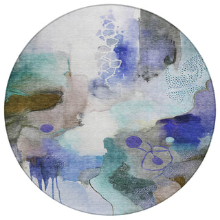 Piper Looms Chantille Abstract ACN2019 Brown Machine Washable Area Rug Round Main Image