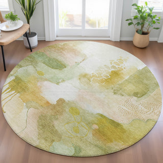 Piper Looms Chantille Abstract ACN2019 Fern Machine Washable Area Rug Round Lifestyle Image Feature