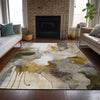 Piper Looms Chantille Abstract ACN2019 Mocha Machine Washable Area Rug Lifestyle Image Feature