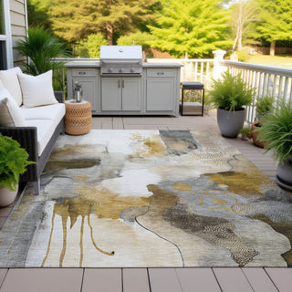 Piper Looms Chantille Abstract ACN2019 Mocha Machine Washable Area Rug Outdoor Lifestyle Image Feature