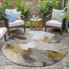 Piper Looms Chantille Abstract ACN2019 Mocha Machine Washable Area Rug Round Outdoor Lifestyle Image Feature