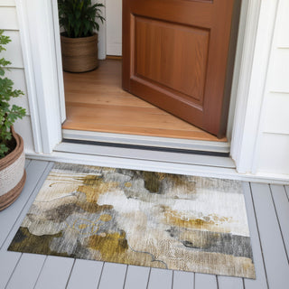Piper Looms Chantille Abstract ACN2019 Mocha Machine Washable Area Rug Scatter Outdoor Lifestyle Image Feature