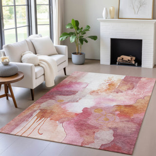 Piper Looms Chantille Abstract ACN2019 Pink Machine Washable Area Rug Lifestyle Image Feature