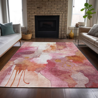 Piper Looms Chantille Abstract ACN2019 Pink Machine Washable Area Rug Lifestyle Image Feature
