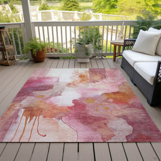 Piper Looms Chantille Abstract ACN2019 Pink Machine Washable Area Rug Outdoor Lifestyle Image Feature