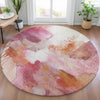 Piper Looms Chantille Abstract ACN2019 Pink Machine Washable Area Rug Round Lifestyle Image Feature