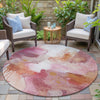 Piper Looms Chantille Abstract ACN2019 Pink Machine Washable Area Rug Round Outdoor Lifestyle Image Feature