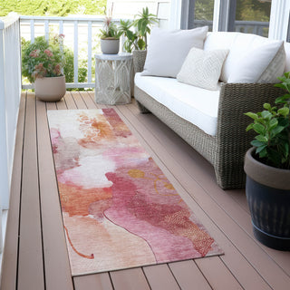 Piper Looms Chantille Abstract ACN2019 Pink Machine Washable Area Rug Runner Outdoor Lifestyle Image Feature