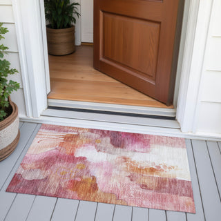 Piper Looms Chantille Abstract ACN2019 Pink Machine Washable Area Rug Scatter Outdoor Lifestyle Image Feature