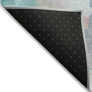 Piper Looms Chantille Abstract ACN2019 Turquoise Machine Washable Area Rug Backing Image