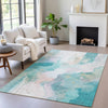 Piper Looms Chantille Abstract ACN2019 Turquoise Machine Washable Area Rug Lifestyle Image Feature
