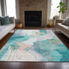 Piper Looms Chantille Abstract ACN2019 Turquoise Machine Washable Area Rug Lifestyle Image Feature