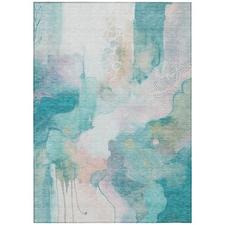 Piper Looms Chantille Abstract ACN2019 Turquoise Machine Washable Area Rug main image