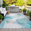 Piper Looms Chantille Abstract ACN2019 Turquoise Machine Washable Area Rug Outdoor Lifestyle Image Feature