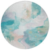 Piper Looms Chantille Abstract ACN2019 Turquoise Machine Washable Area Rug Round Main Image