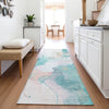 Piper Looms Chantille Abstract ACN2019 Turquoise Machine Washable Area Rug Runner Lifestyle Image Feature