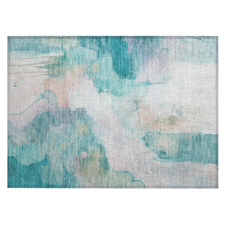 Piper Looms Chantille Abstract ACN2019 Turquoise Machine Washable Area Rug Scatter Main Image