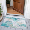 Piper Looms Chantille Abstract ACN2019 Turquoise Machine Washable Area Rug Scatter Outdoor Lifestyle Image Feature