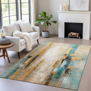 Piper Looms Chantille Abstract ACN2020 Beige Machine Washable Area Rug Lifestyle Image Feature