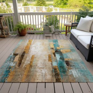 Piper Looms Chantille Abstract ACN2020 Beige Machine Washable Area Rug Outdoor Lifestyle Image Feature
