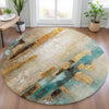 Piper Looms Chantille Abstract ACN2020 Beige Machine Washable Area Rug Round Lifestyle Image Feature