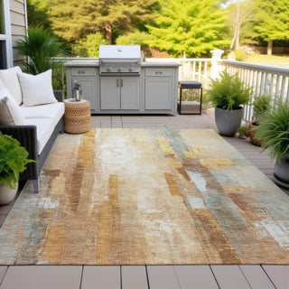 Piper Looms Chantille Abstract ACN2020 Copper Machine Washable Area Rug Outdoor Lifestyle Image Feature