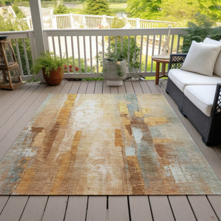 Piper Looms Chantille Abstract ACN2020 Copper Machine Washable Area Rug Outdoor Lifestyle Image Feature