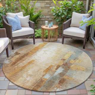 Piper Looms Chantille Abstract ACN2020 Copper Machine Washable Area Rug Round Outdoor Lifestyle Image Feature