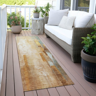 Piper Looms Chantille Abstract ACN2020 Copper Machine Washable Area Rug Runner Outdoor Lifestyle Image Feature