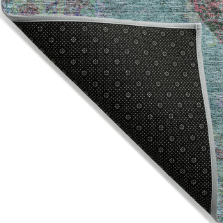 Piper Looms Chantille Border ACN2021 Aqua Machine Washable Area Rug Backing Image